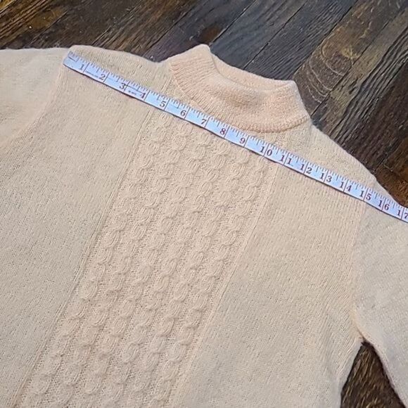 Vintage 1950's Pandira Shagora Wool Mohair Orange Mock Neck Sweater Small - Picture 6 of 11